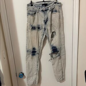 H&M Men's Distressed Denim Jeans - Light Blue